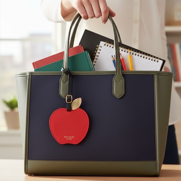 kate spade Handbags - Kate Spade NWT Red and Gold Apple Leather Bag Tag